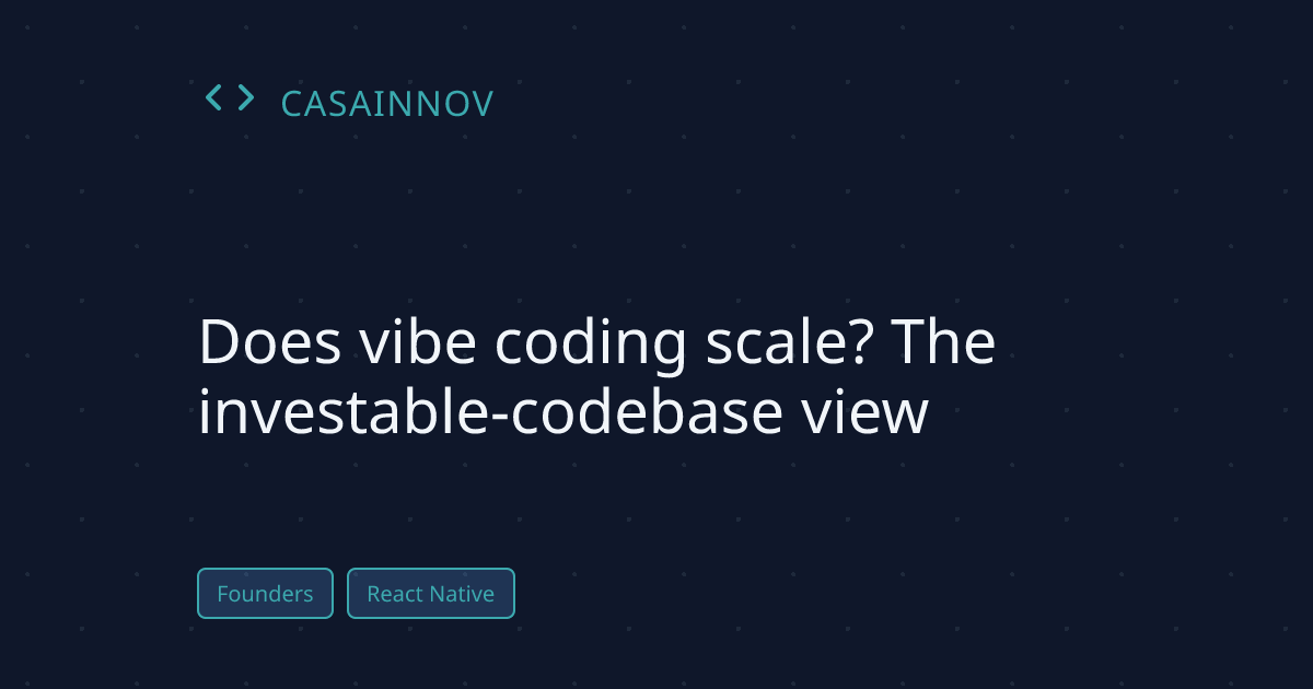 Does vibe coding scale and what an investable codebase looks like